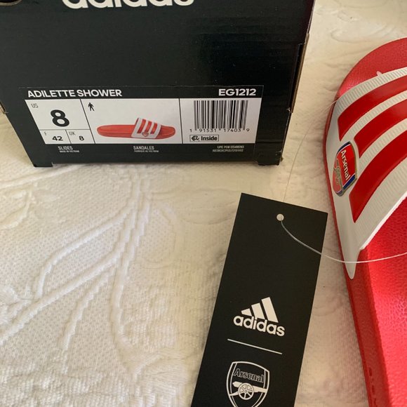 New ADIDAS ADILETTE SHOWER ARSENAL SANDALS, sz 8 main image 12